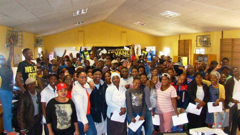 Starting Your Own Small Business facilitator Mrs. Sarah Radebe and workshop participants